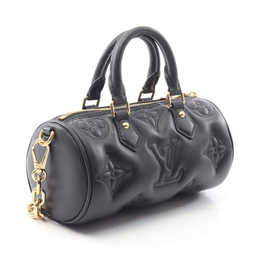 Louis Vuitton Papillon Glam Handbag Bule Leather Black